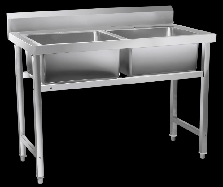 Ss Two Sink Unit With Splash-back