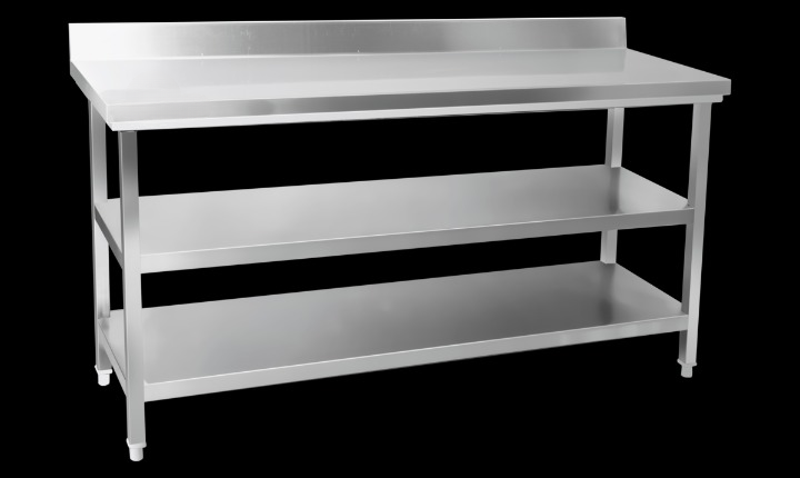 Ss Work Table With 2 U/s With Splash-back: 4ft